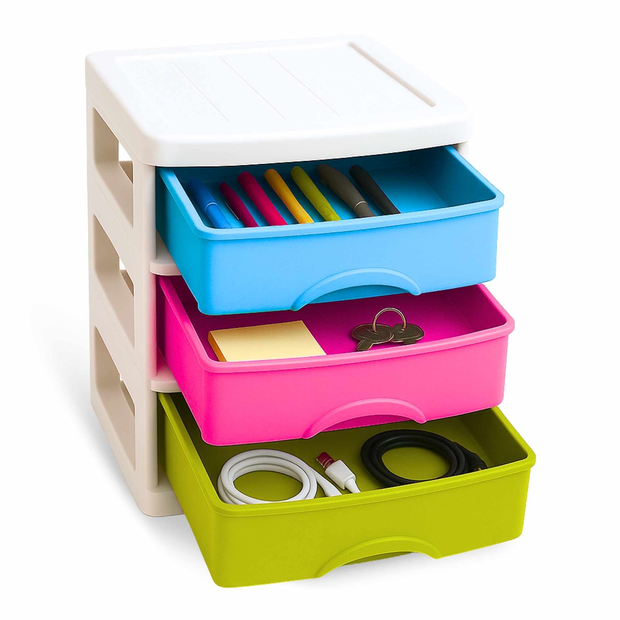 Cajonera de plastico 3 niveles Turia Multicolor