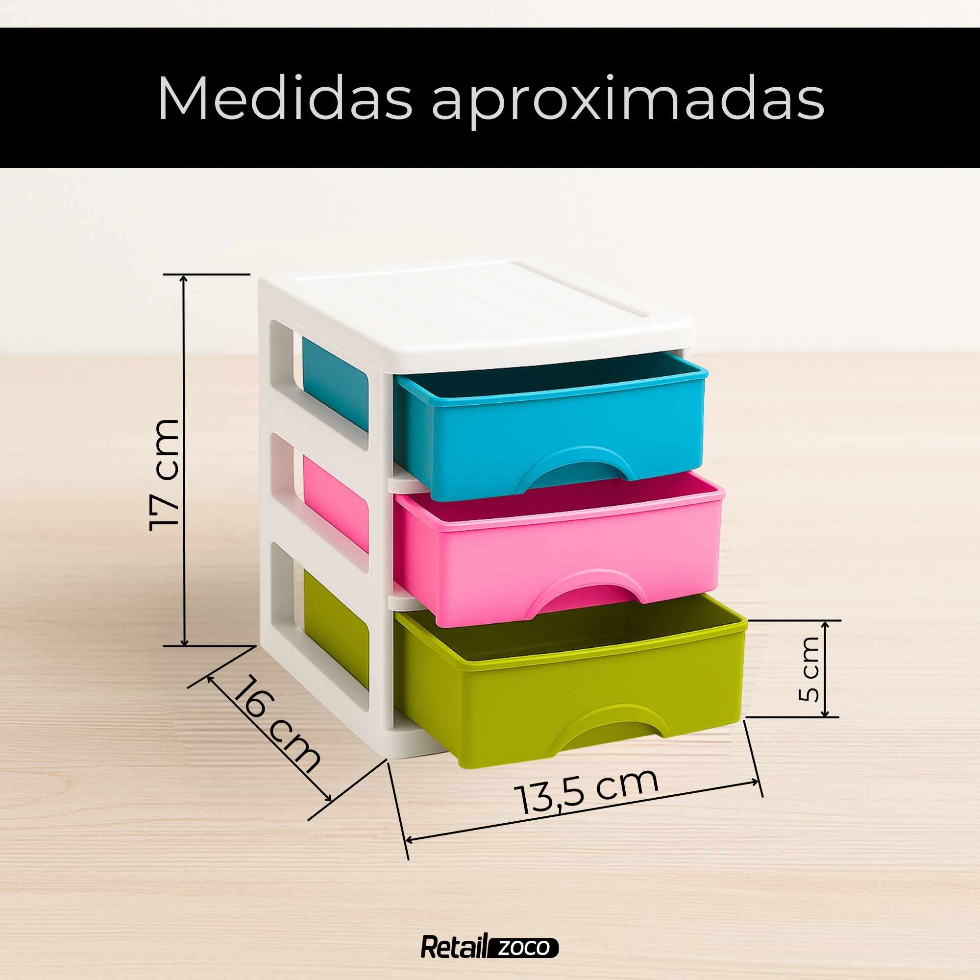 Cajonera de plastico 3 niveles Turia Multicolor - imagen 6