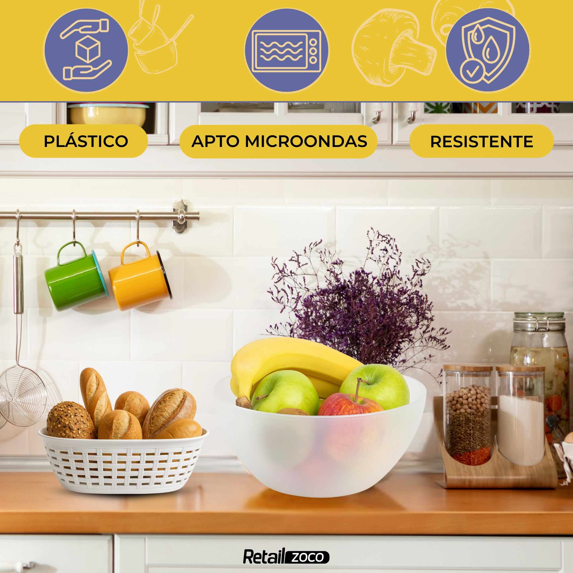 Bol de plástico para cocina 4 Litros transparente - imagen 2