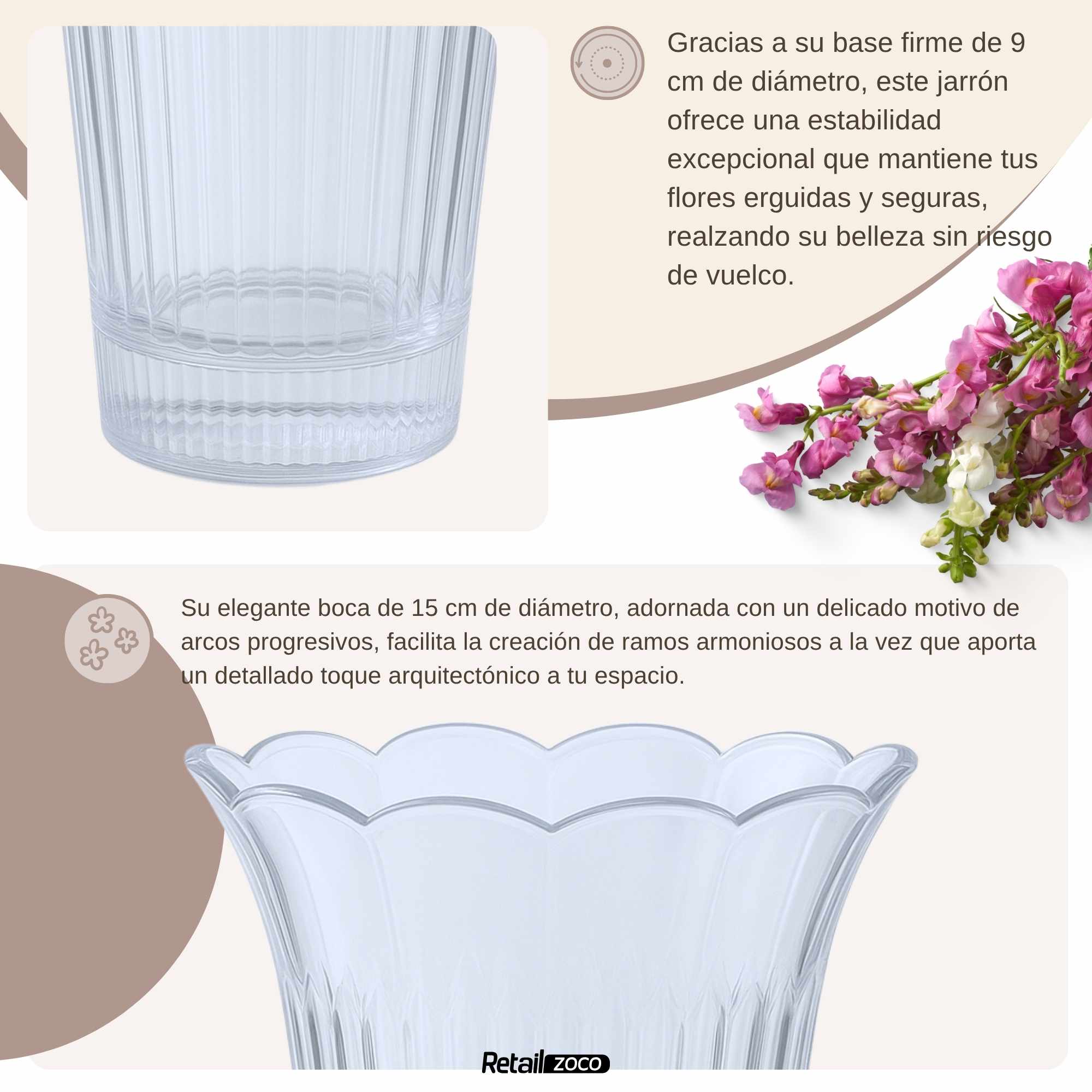 Jarrón De plástico para Flores Transparente - imagen 4