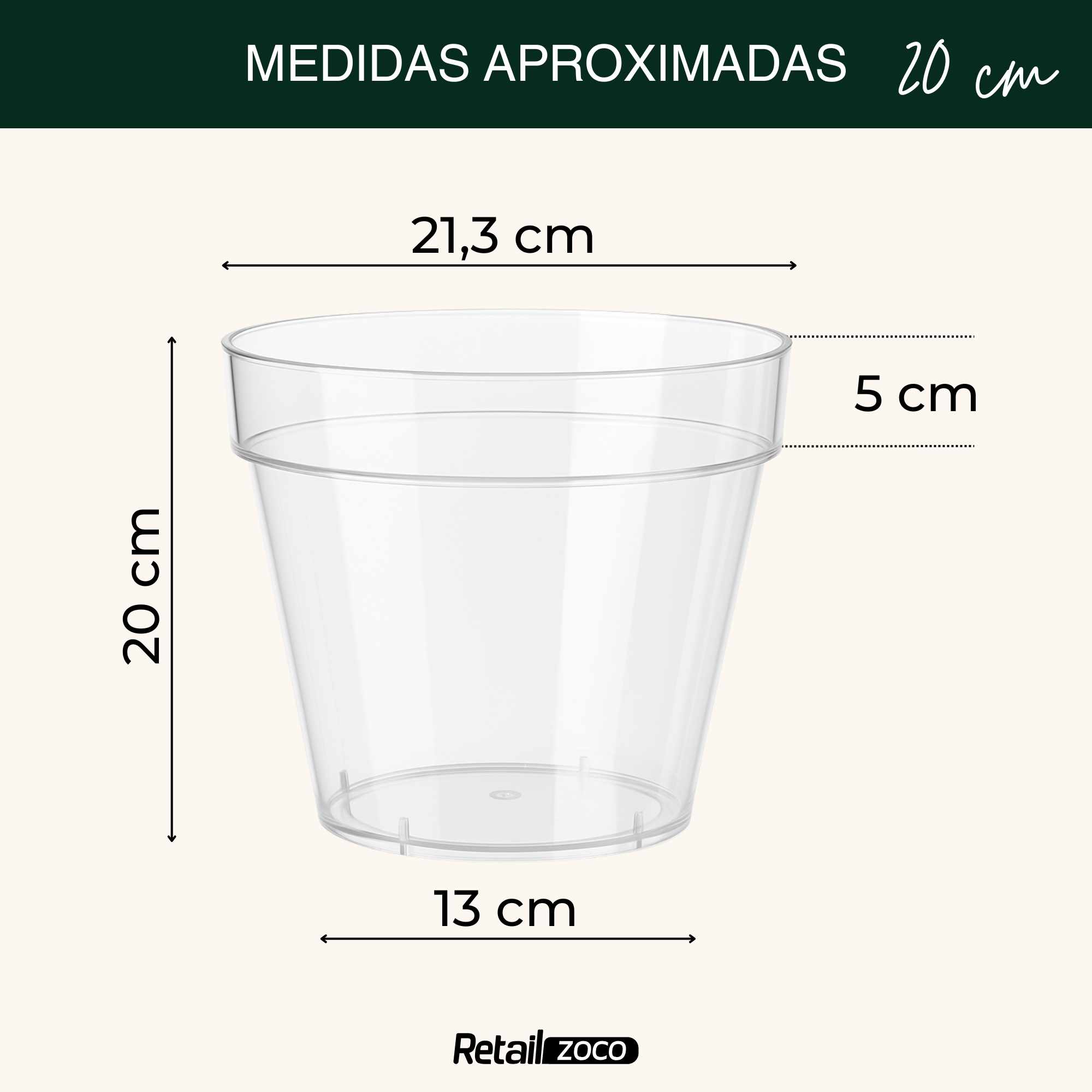 Maceta de plástico Transparente 20 cm - imagen 3