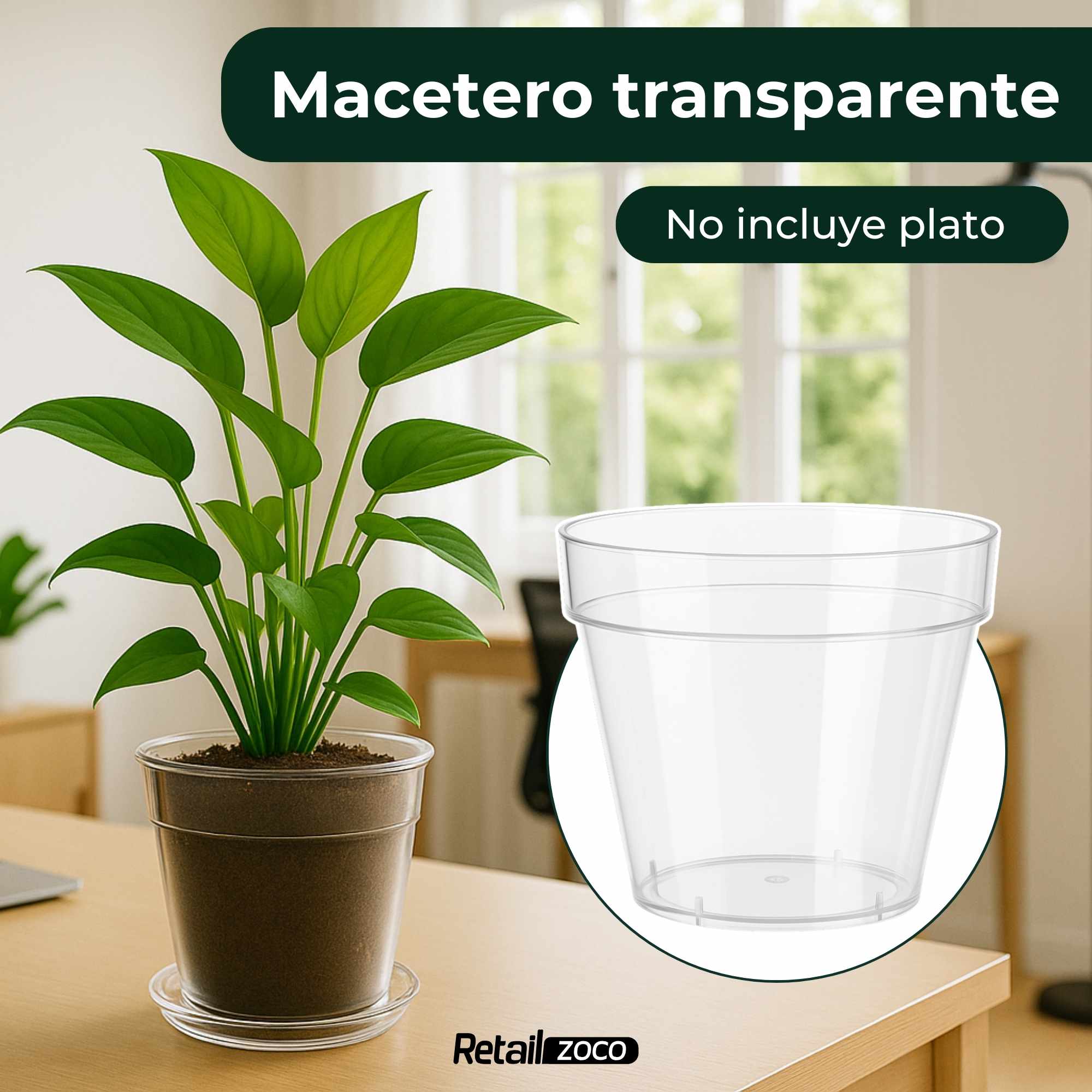Maceta de plástico Transparente 16 cm - imagen 2