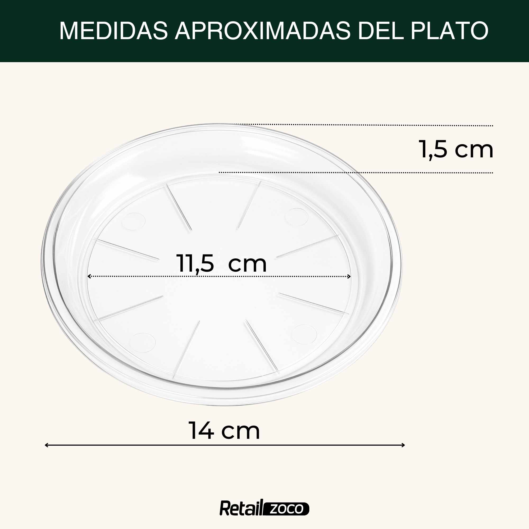 Plato de maceta Transparente apto para maceta de 16 cm - imagen 3