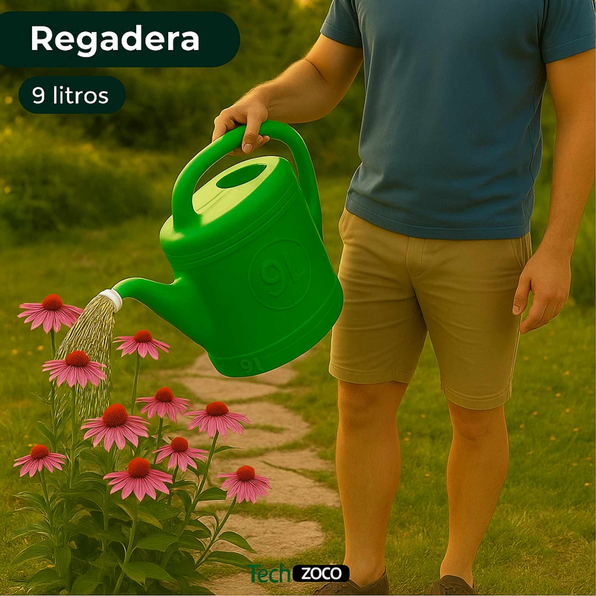 Regadera de plastico 9 Litros Verde - imagen 2