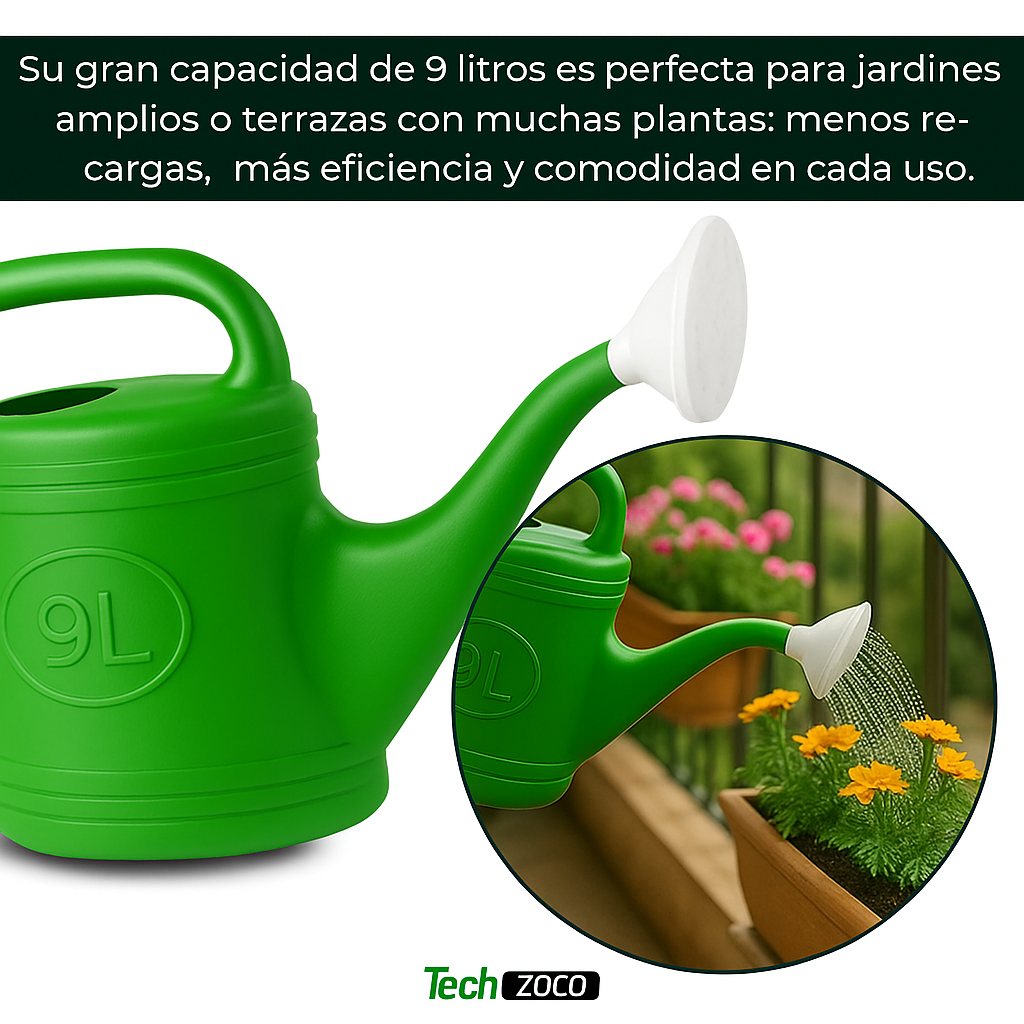 Regadera de plastico 9 Litros Verde - imagen 5