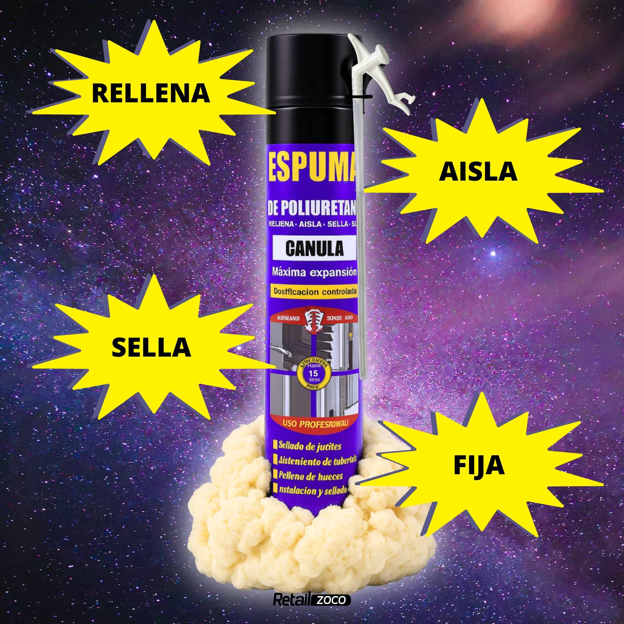 Espuma de Poliuretano Alta Expansión 300 ml con canula - imagen 3