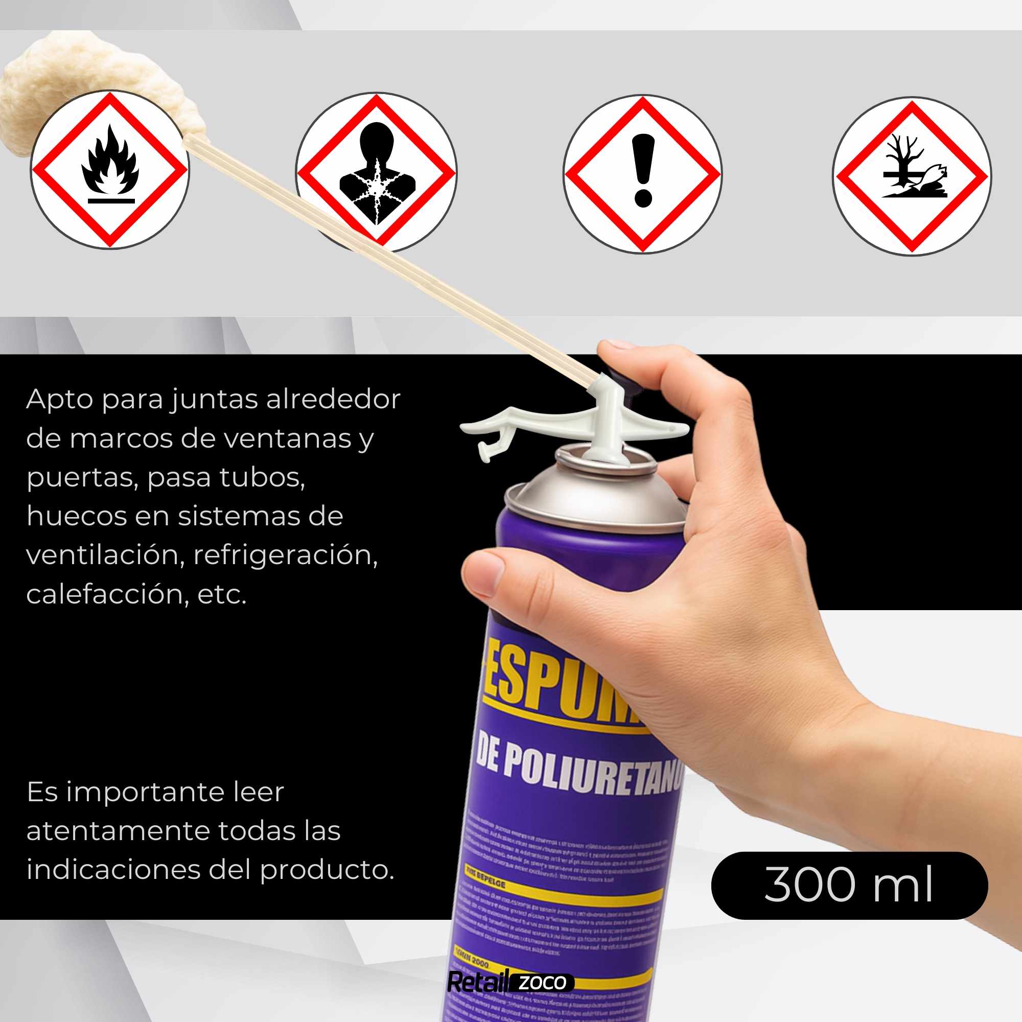 Espuma de Poliuretano Alta Expansión 300 ml con canula - imagen 5