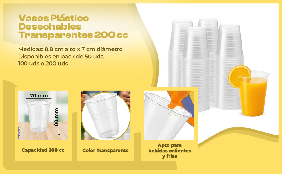 Banner - Vasos Desechables Plástico 200 cc 50 unidades transparentes