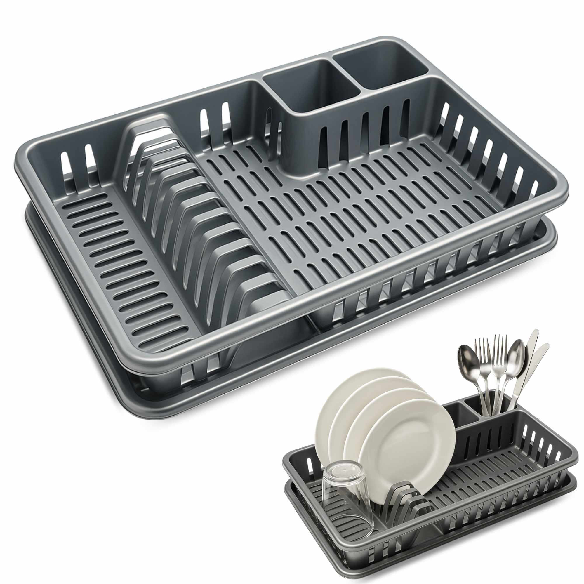 Escurreplato de plastico 45 x 29.7 cm Gris