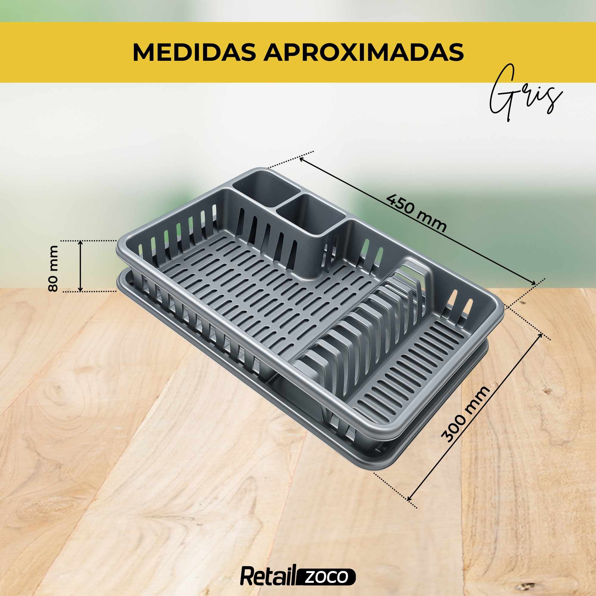Escurreplato de plastico 45 x 29.7 cm Gris - imagen 4
