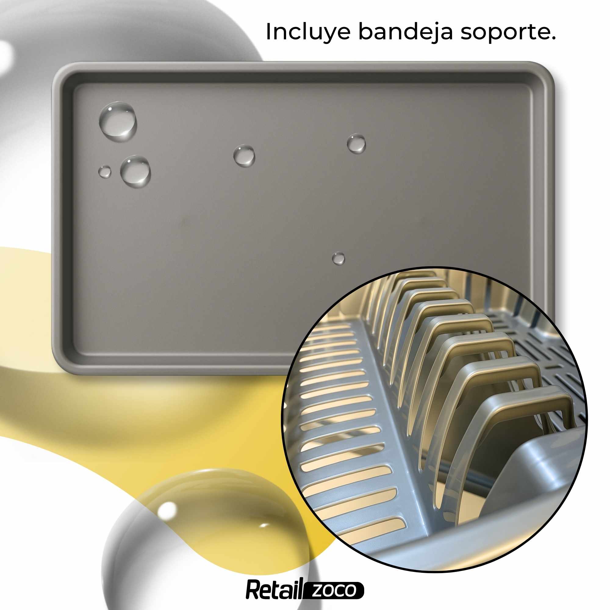 Escurreplato de plastico 45 x 29.7 cm Gris - imagen 6