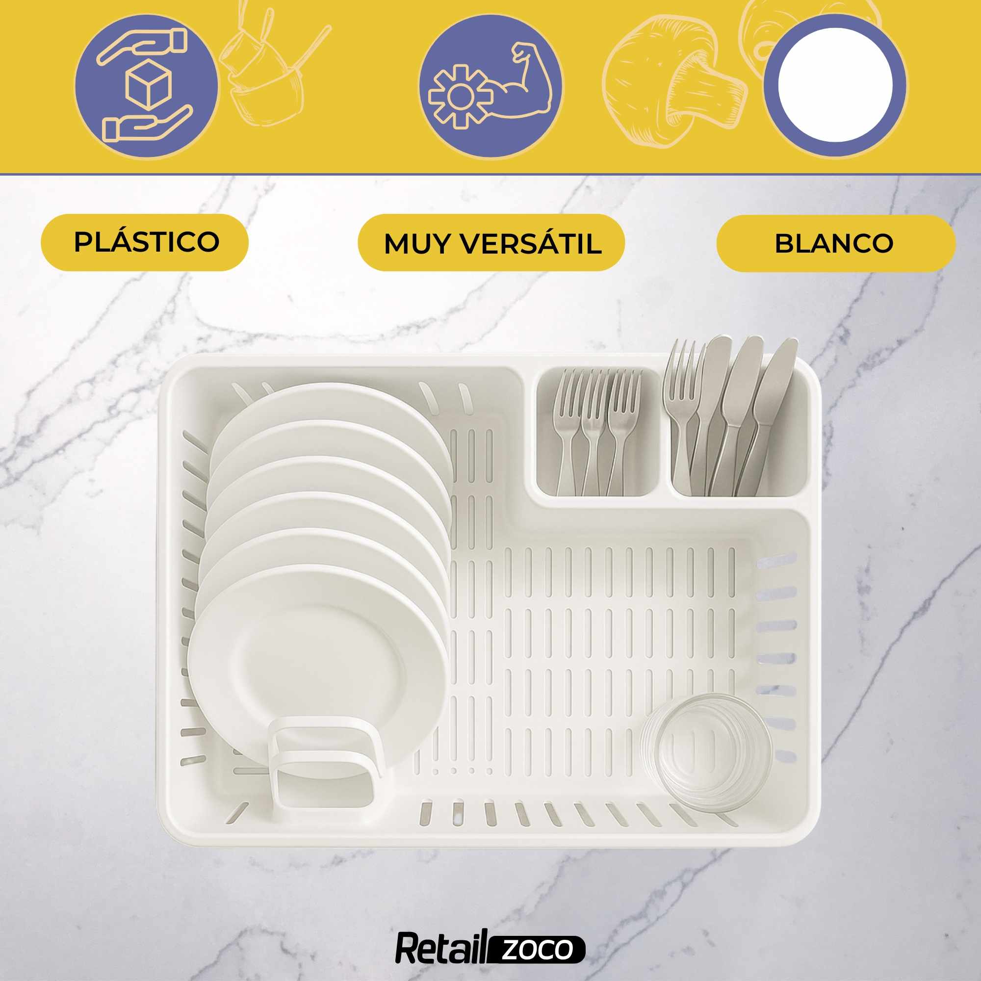 Escurreplato de plastico 45 x 29.7 cm Blanco - imagen 2
