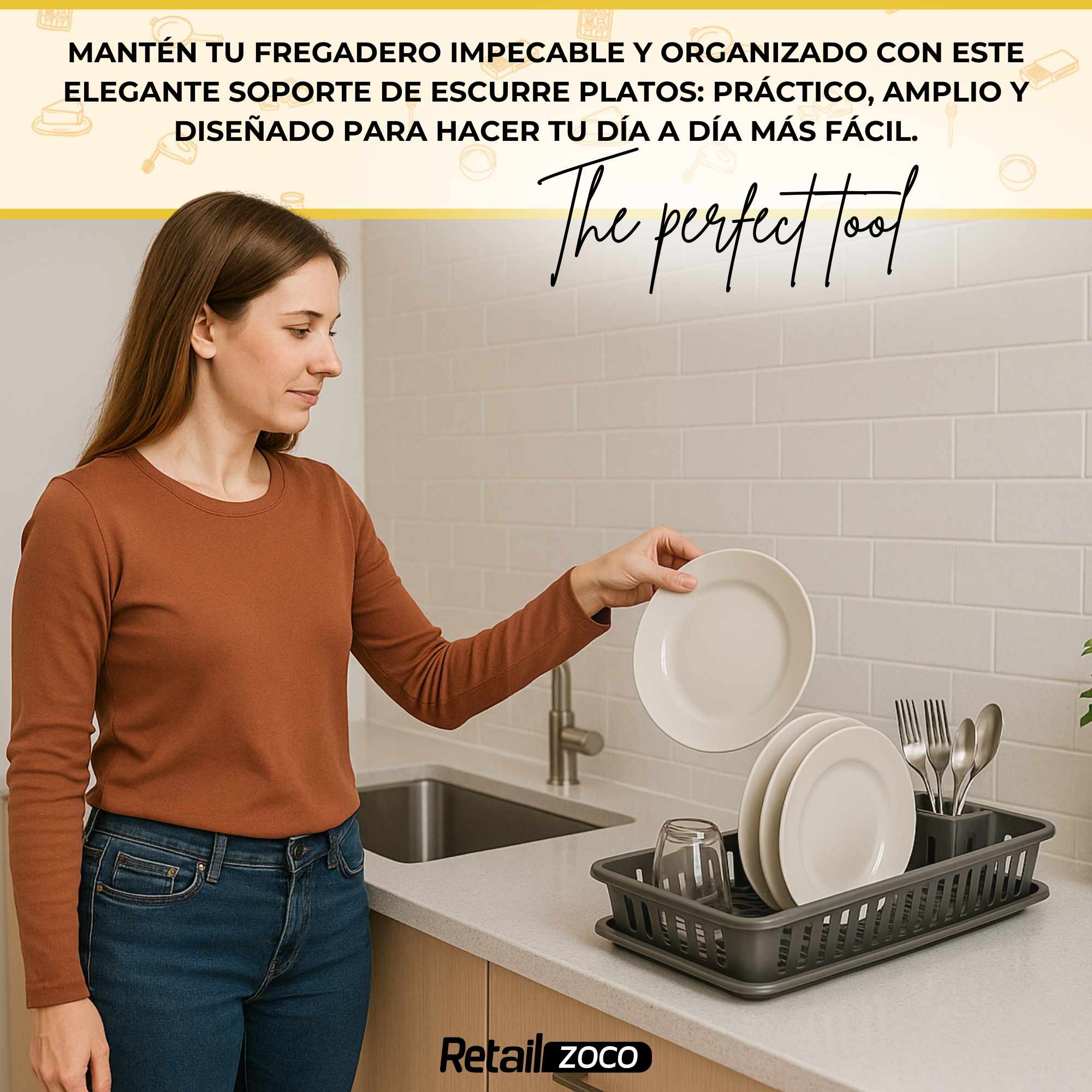 Escurreplato de plastico 45 x 29.7 cm Blanco - imagen 4