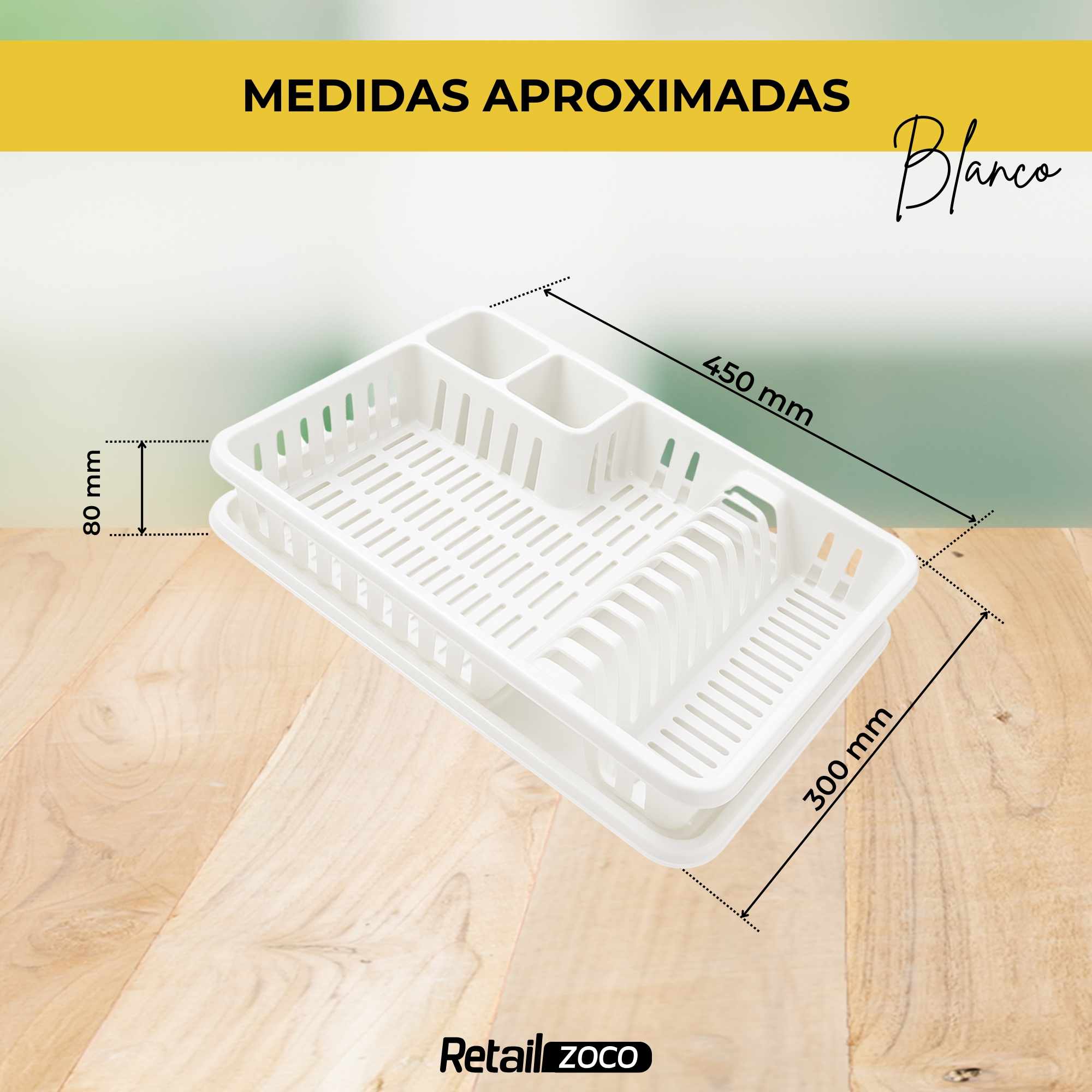 Escurreplato de plastico 45 x 29.7 cm Blanco - imagen 5