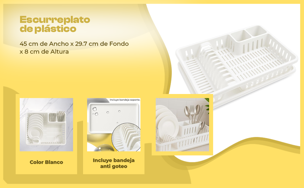 Banner - Escurreplato de plastico 45 x 29.7 cm Blanco