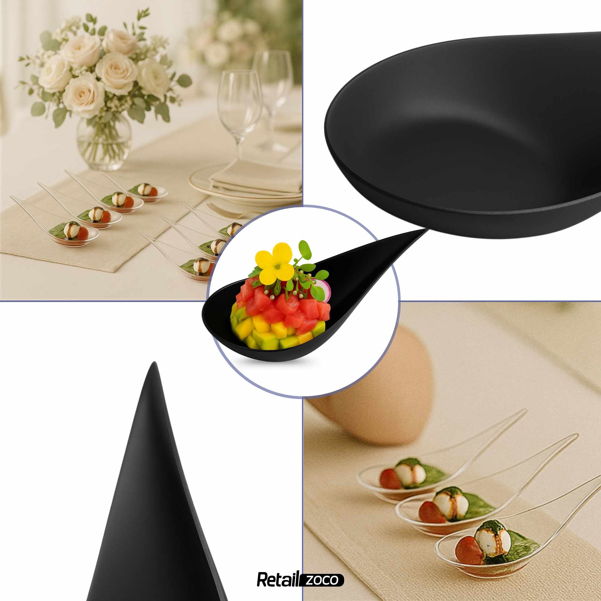 Cucharas Catering plástico Reciclable negro 50 unidades - imagen 6