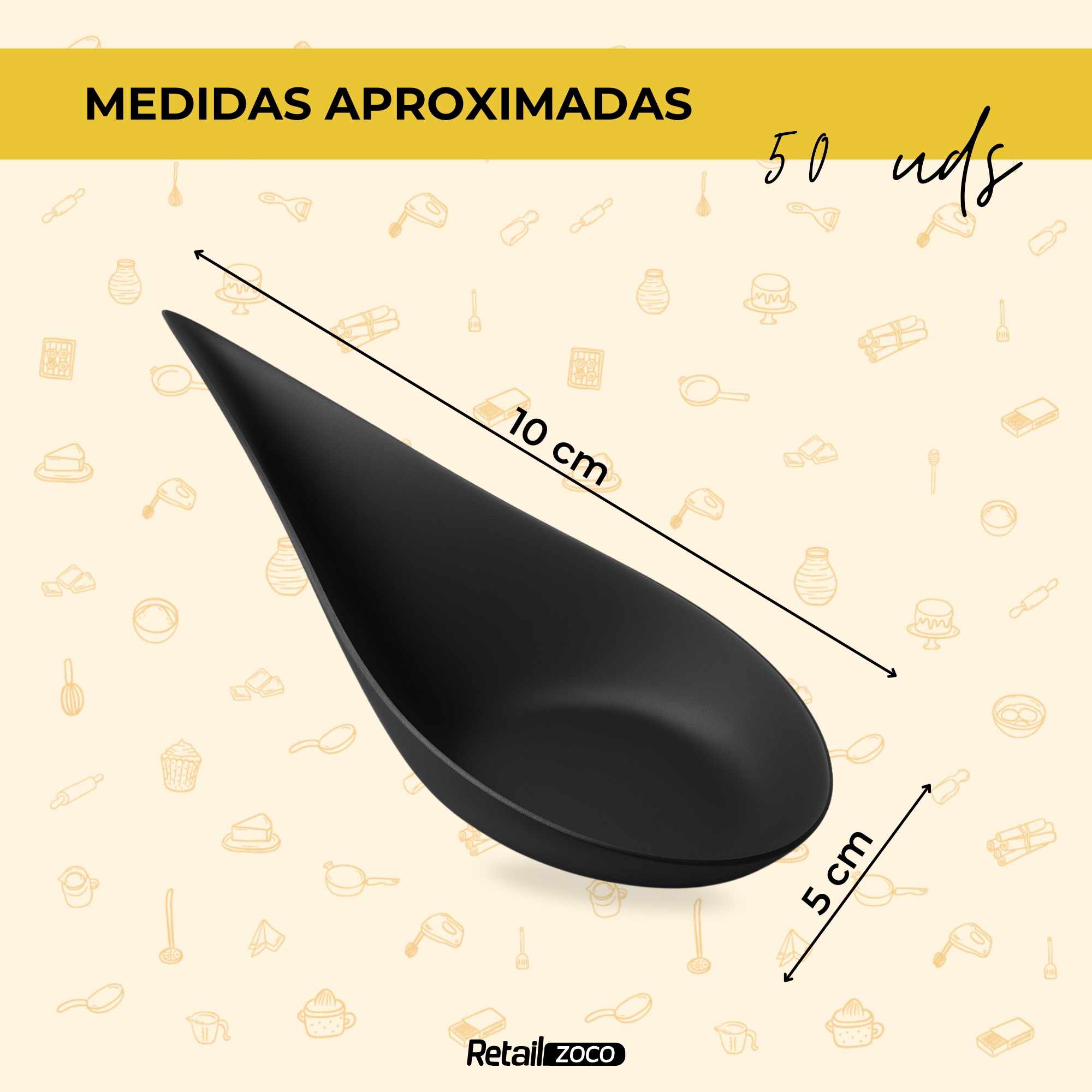Cucharas Catering plástico Reciclable negro 50 unidades - imagen 4