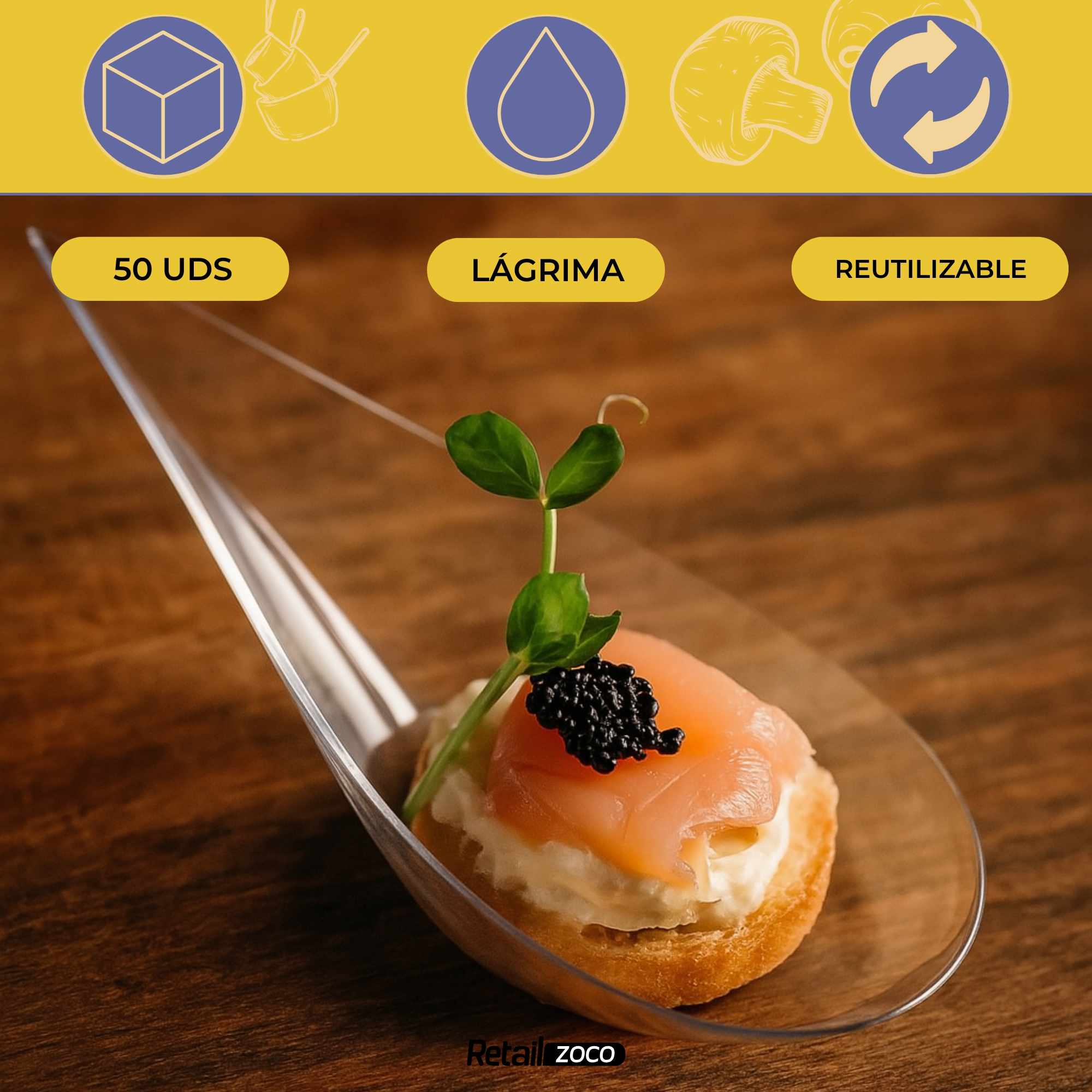 Cucharas Catering plástico Reciclable transparente 50 unidades - imagen 2