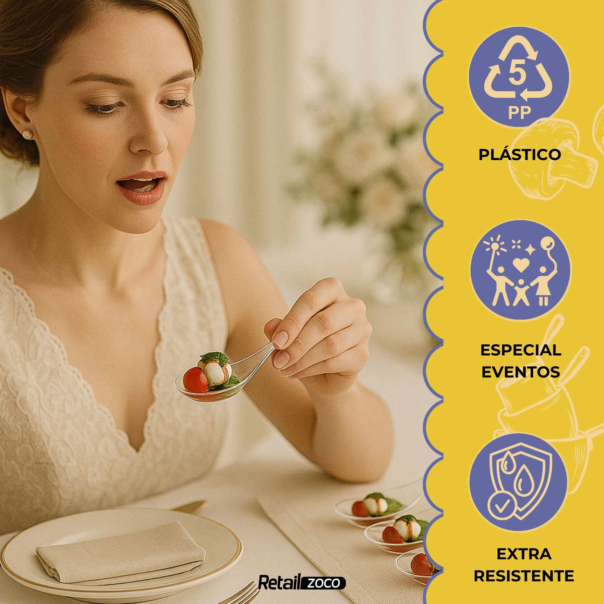 Cucharas Catering plástico Reciclable transparente 50 unidades - imagen 3