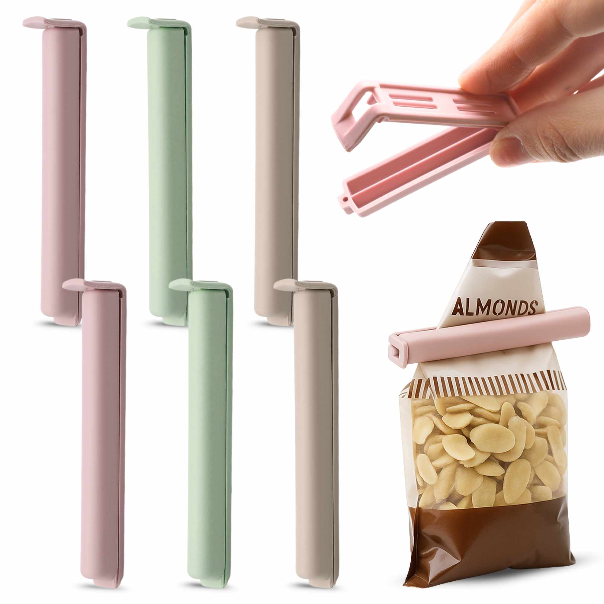 Pinzas cierra Bolsas Alimentos 8.5 cm Pack 6 unidades color pastel