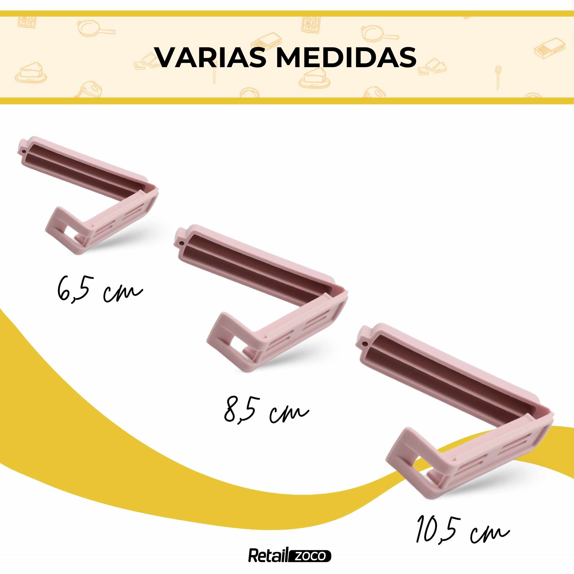 Pinzas cierra Bolsas Alimentos 8.5 cm Pack 6 unidades color pastel - imagen 6