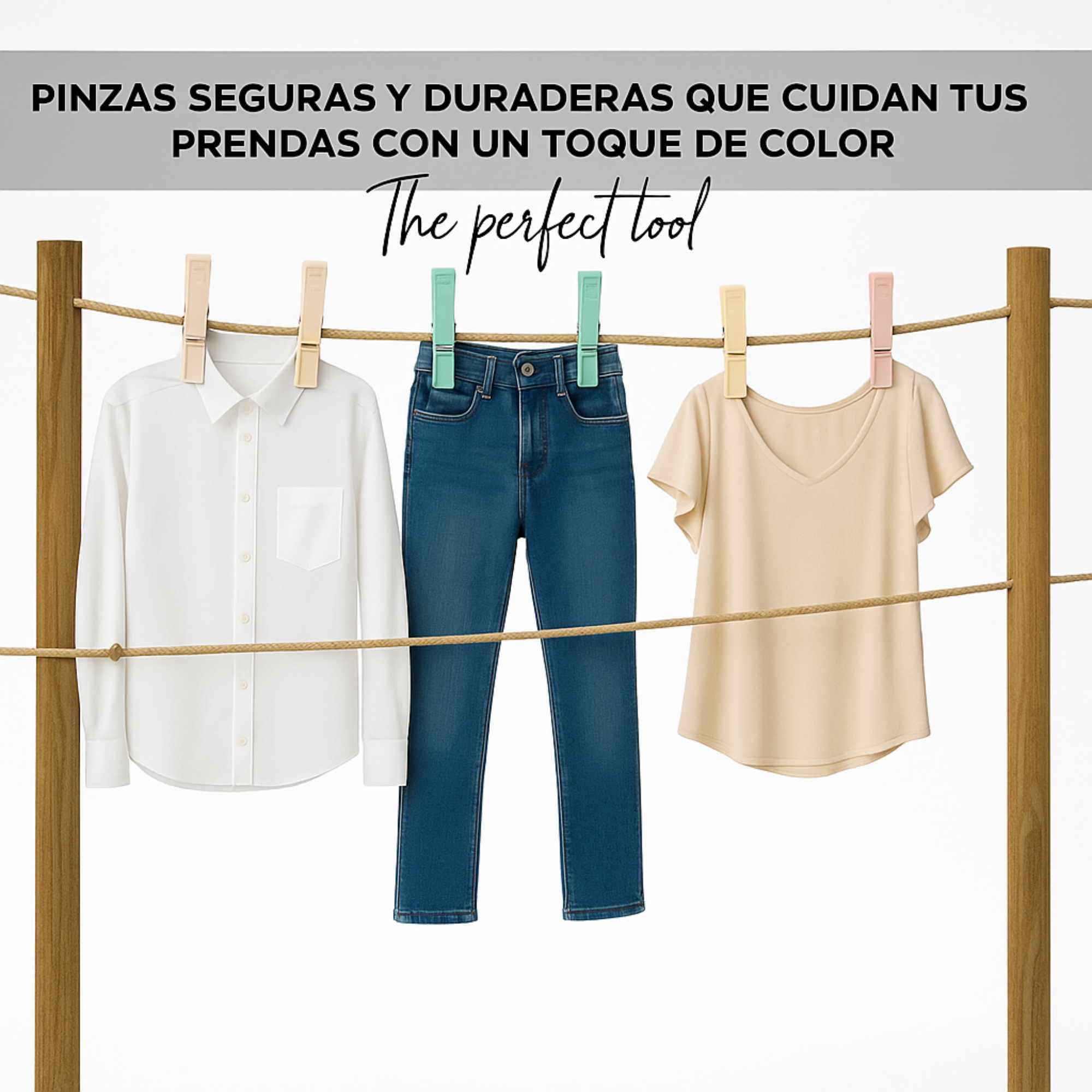 Pinzas para tender la ropa 20 unidades color pastel - imagen 4