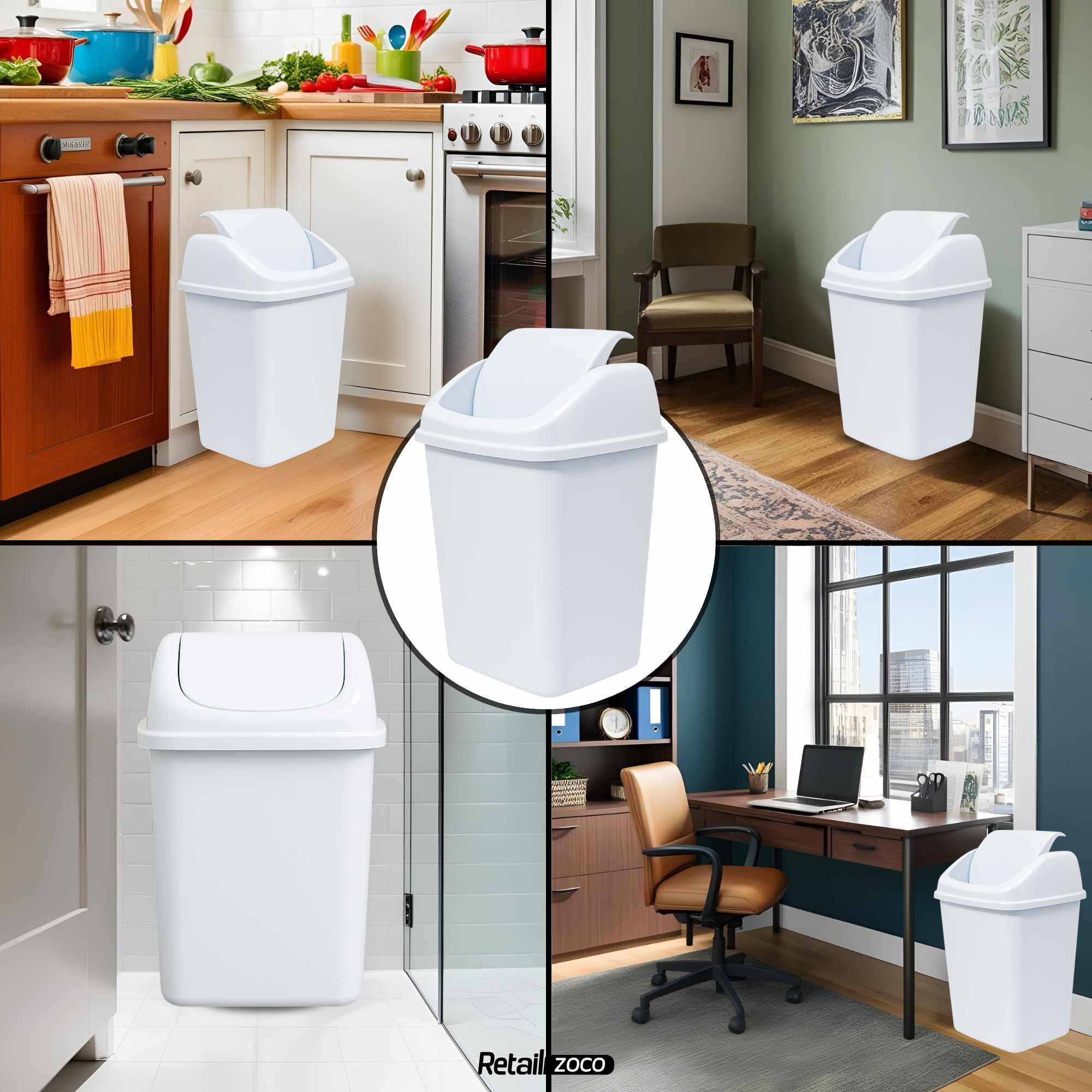 Papelera Basculante 30 Litros Blanco - imagen 4