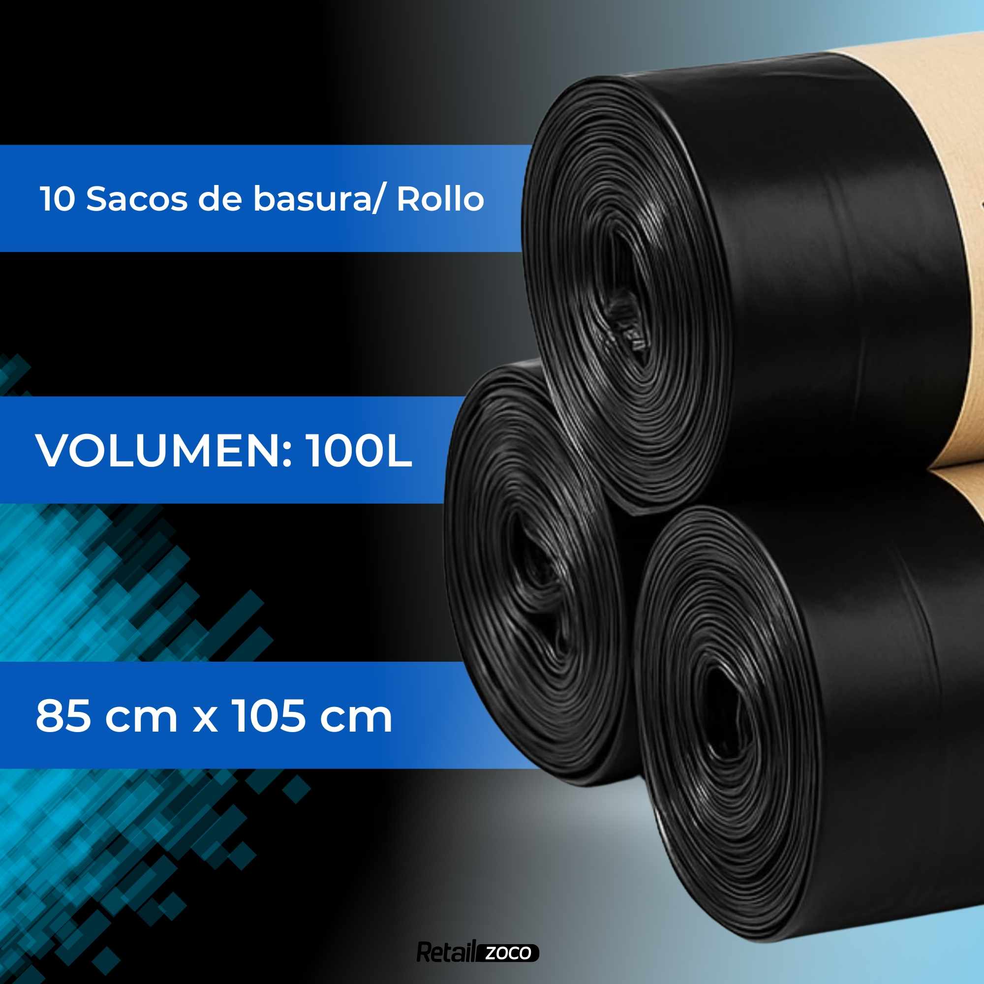 Bolsas de Basura Comunidad 85x105 cm Negro 100 Litros - imagen 5