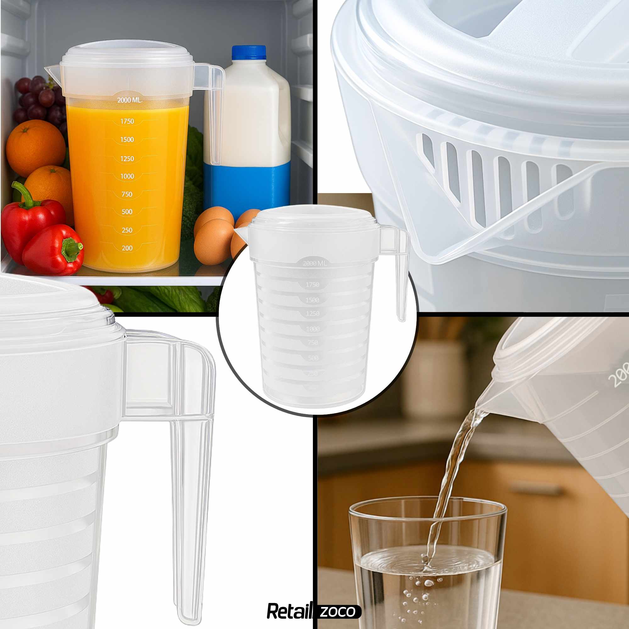 Jarra de plástico para agua 2 Litros Transparente - imagen 4