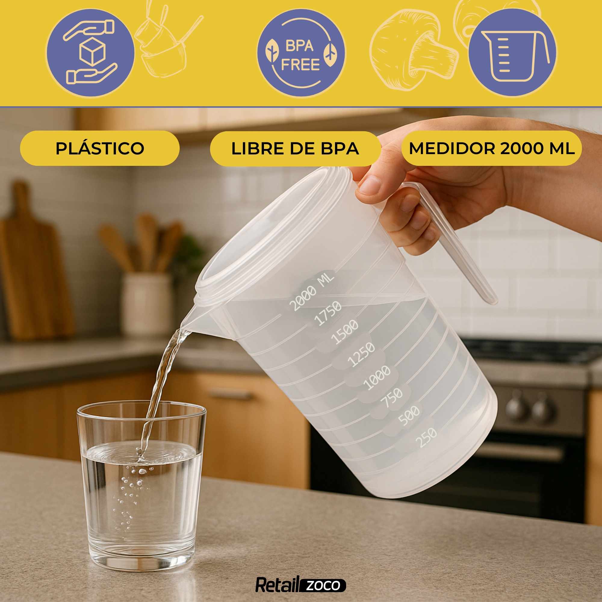 Jarra de plástico para agua 2 Litros Transparente - imagen 2
