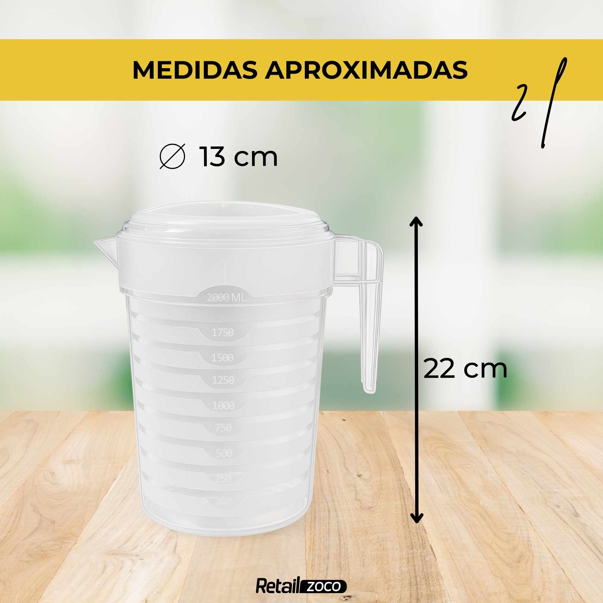 Jarra de plástico para agua 2 Litros Transparente - imagen 3