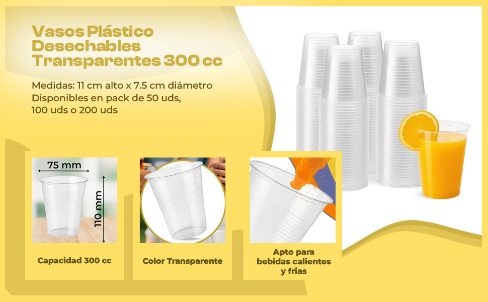 Banner - Vasos Desechables Plástico 300 cc 50 unidades transparentes