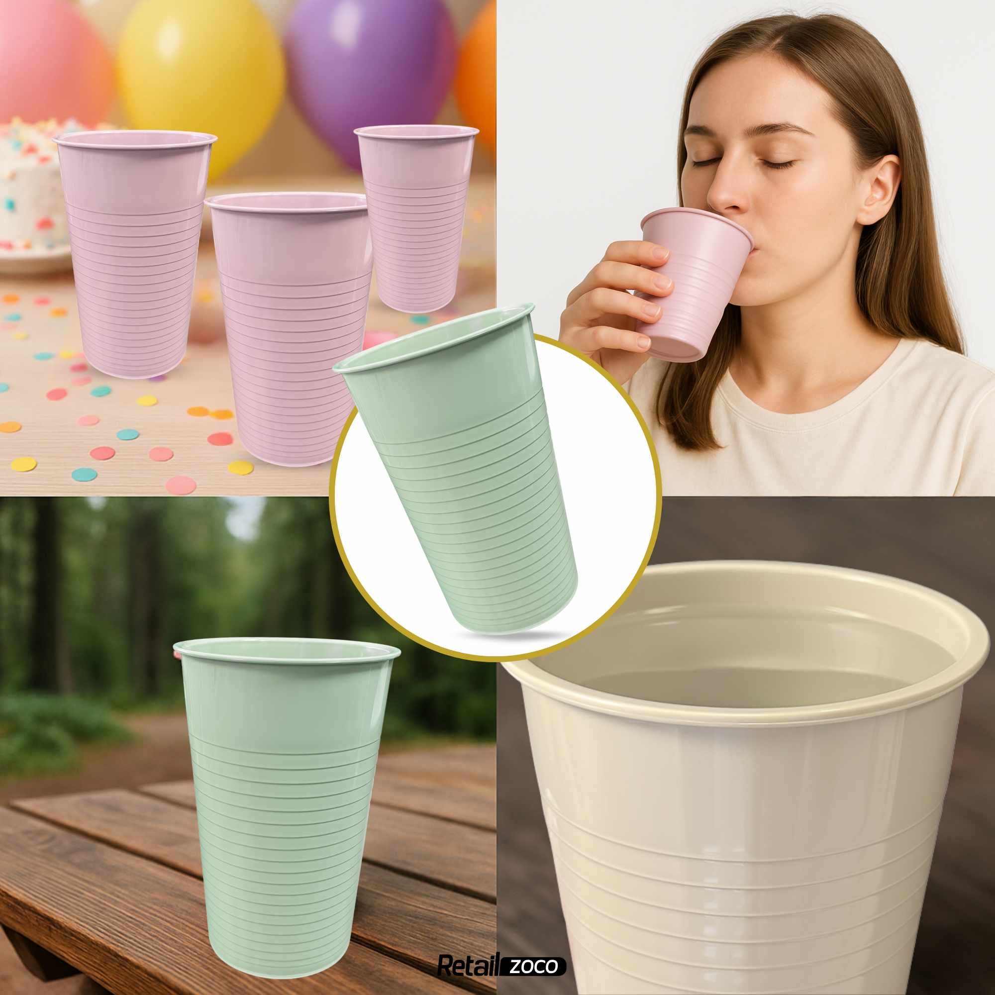 Vaso Reutilizables Plástico 200 cc unidades Color pastel - imagen 4