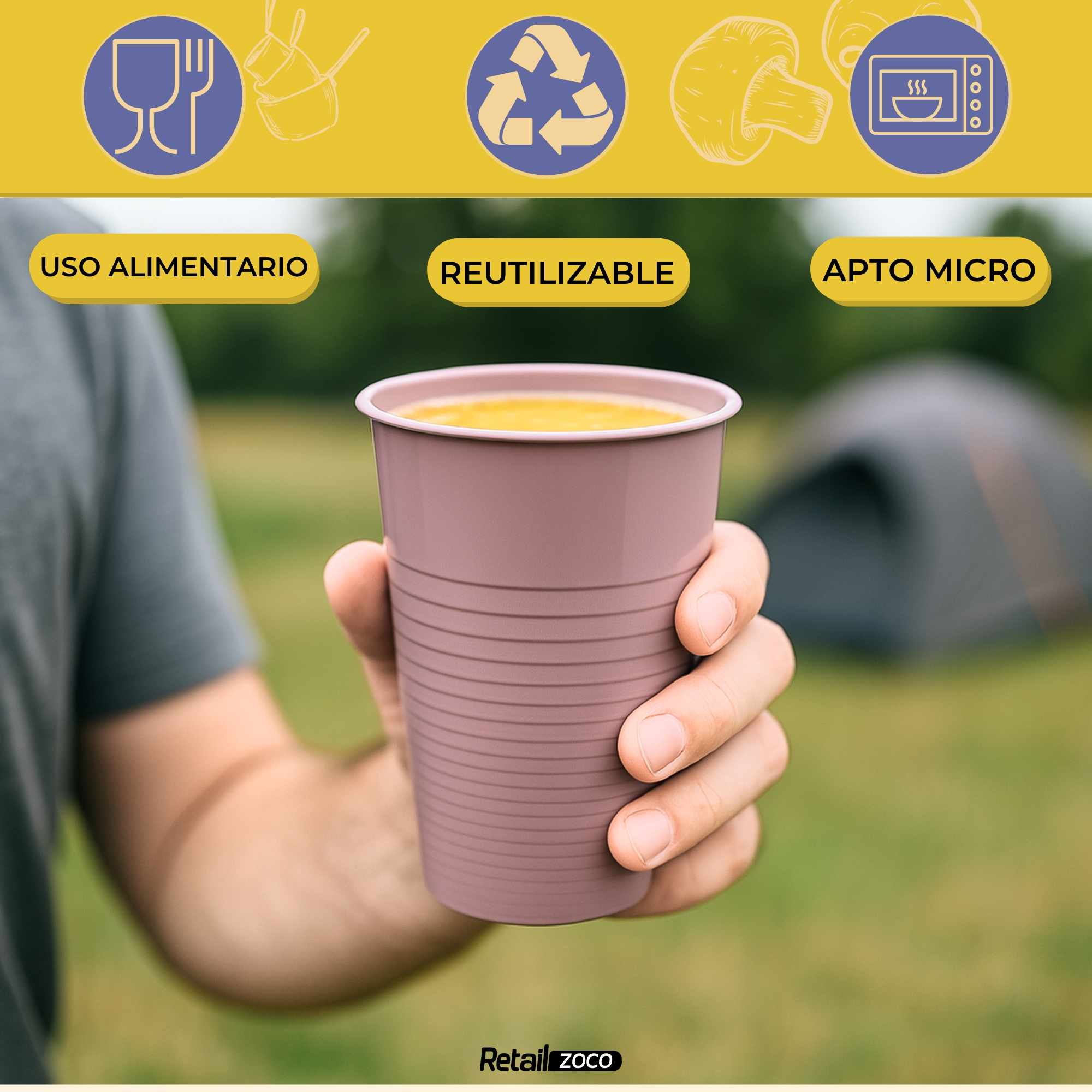 Vaso Reutilizables Plástico 200 cc unidades Color pastel - imagen 2