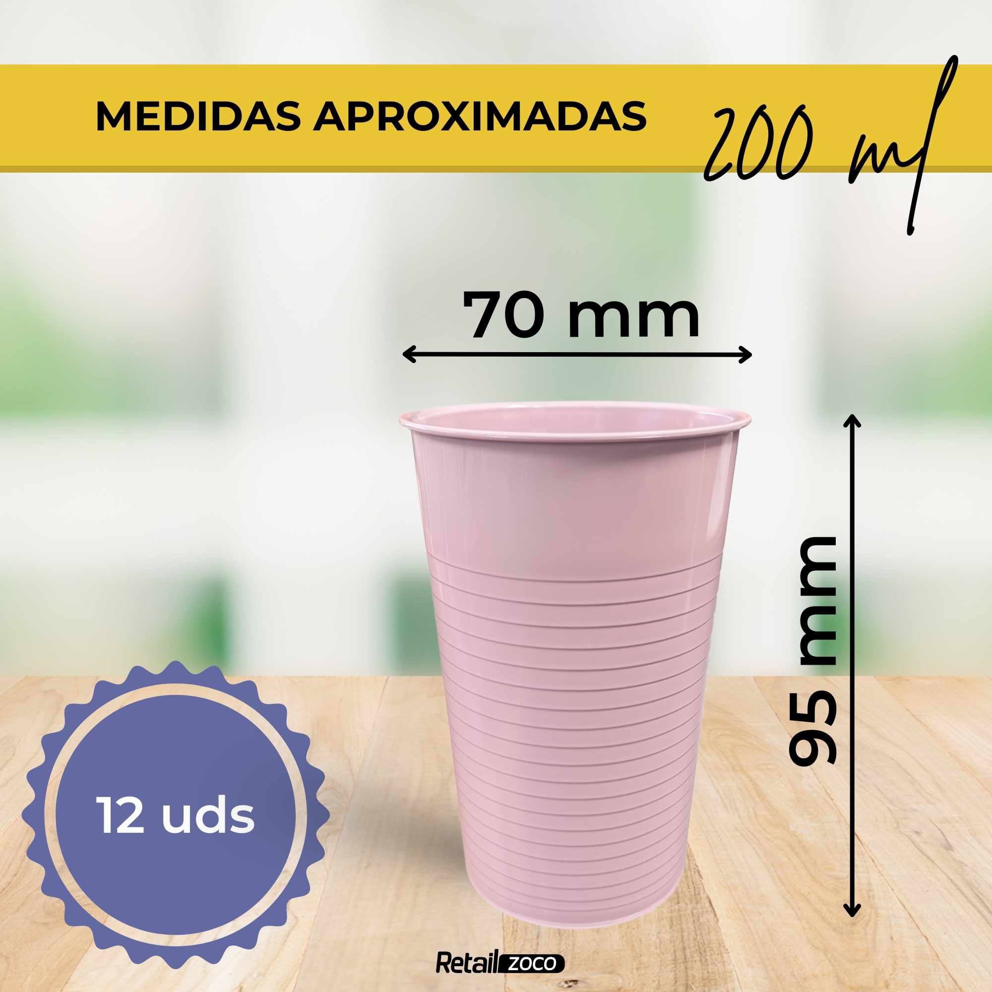 Vaso Reutilizables Plástico 200 cc unidades Color pastel - imagen 3