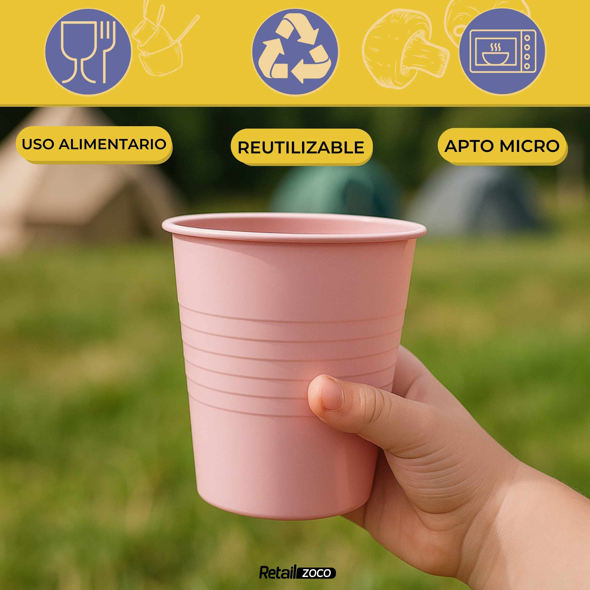Vaso Reutilizables Plástico 120 cc unidades Color pastel - imagen 2
