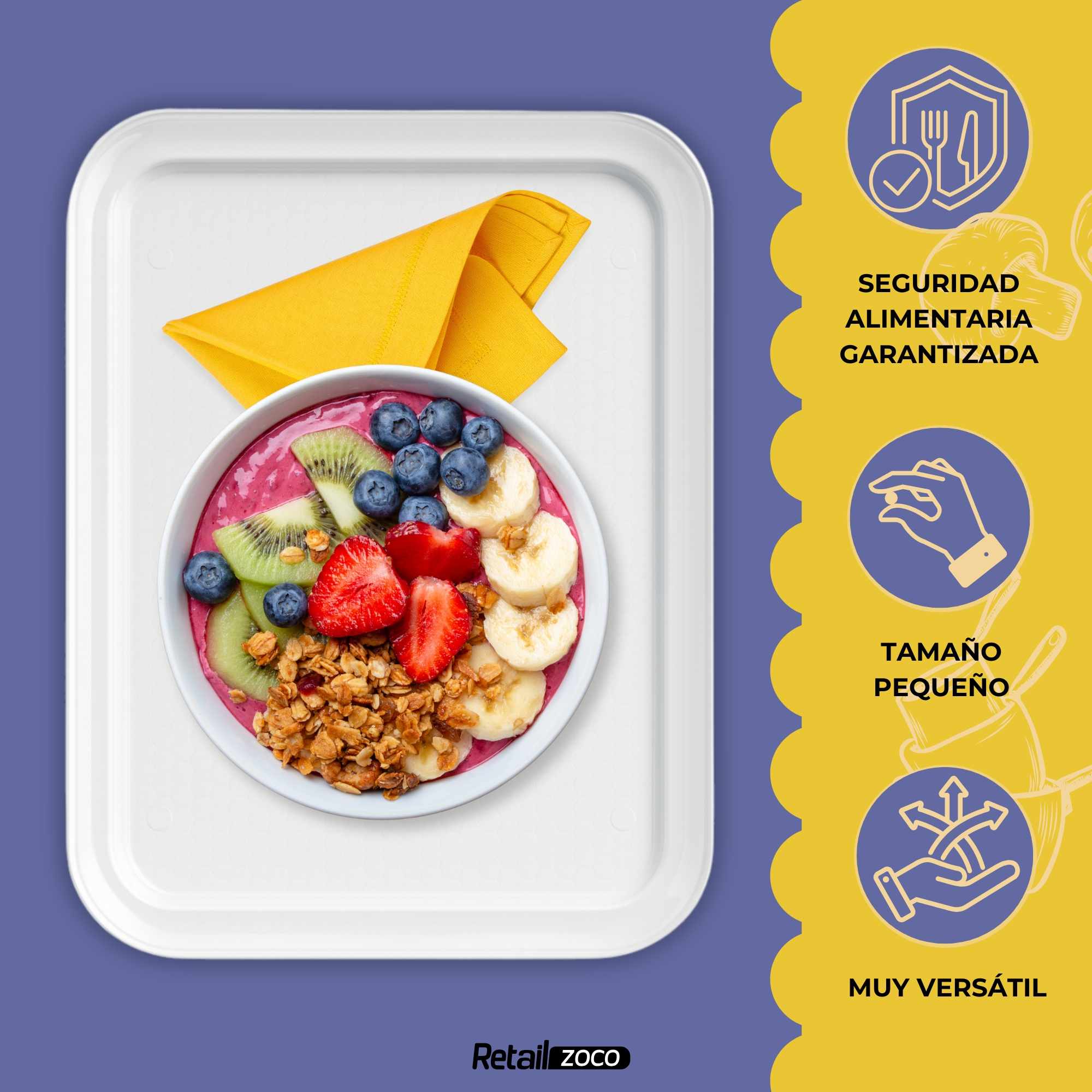 Bandeja de plástico 26 X 37,5 Cm blanco - imagen 3