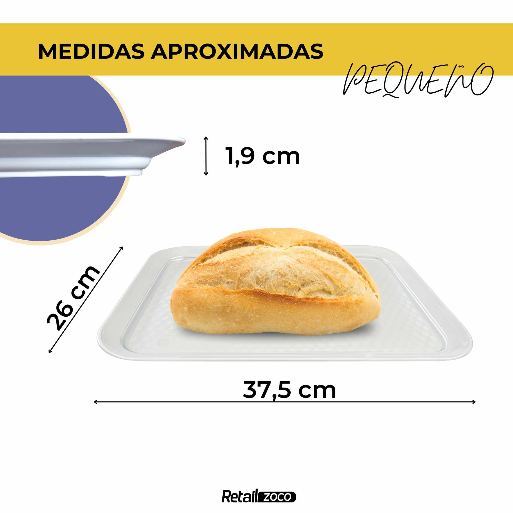 Bandeja de plástico 26 X 37,5 Cm blanco - imagen 4