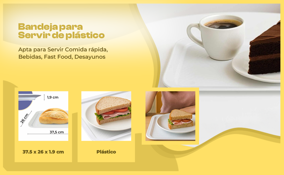 Banner - Bandeja de plástico 26 X 37,5 Cm blanco