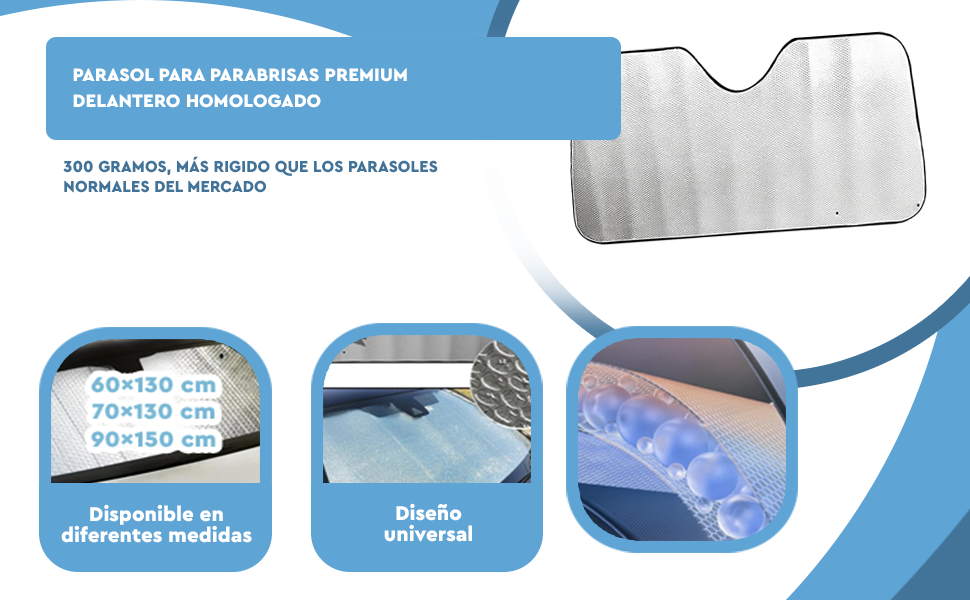Banner - Parasol para parabrisas delantero plegable 60x130 cm Premium 300 gramos