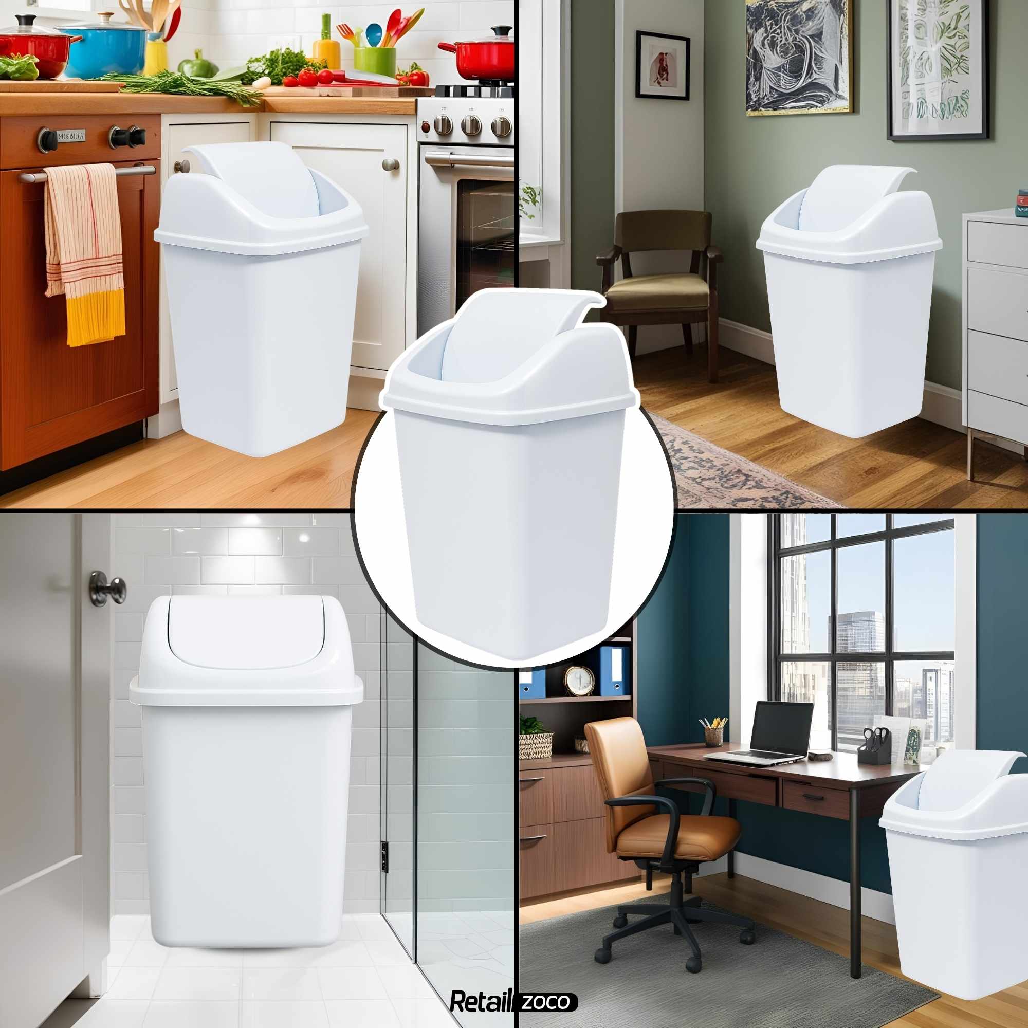 Papelera Basculante 50 Litros Blanco - imagen 4