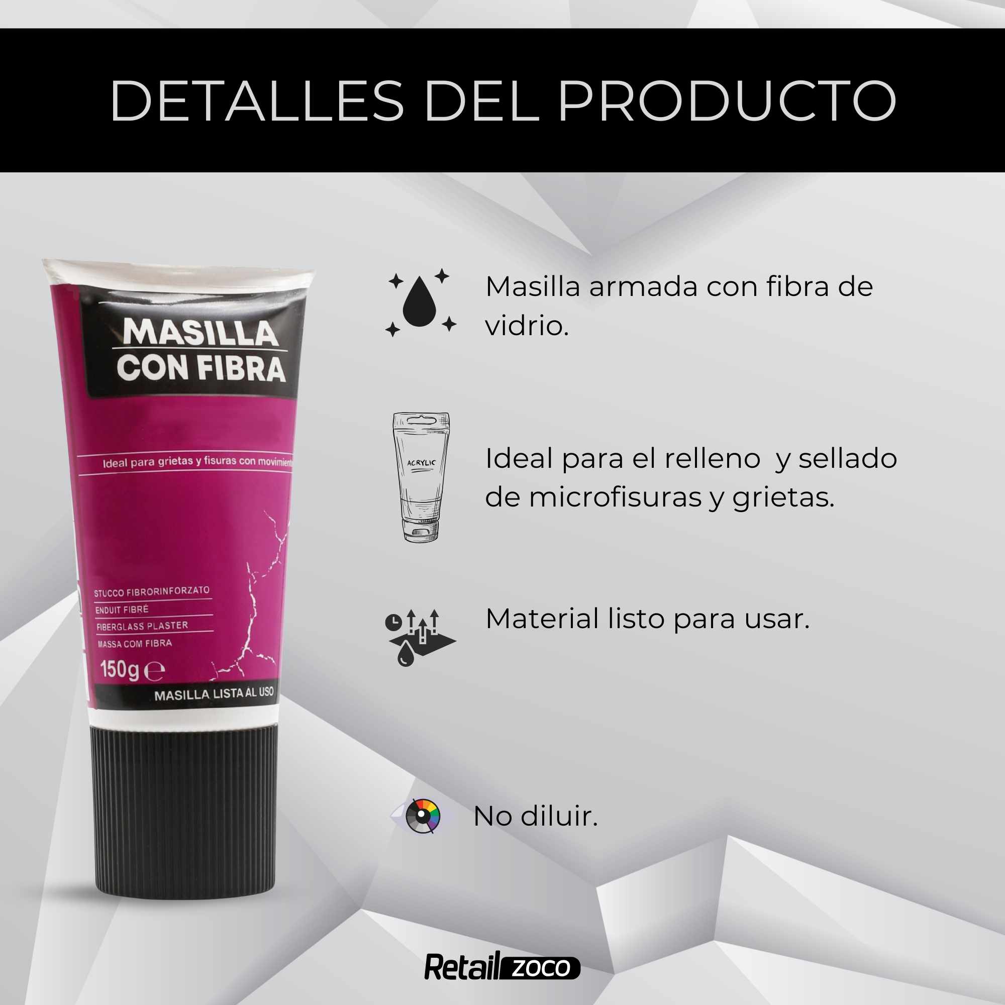 Masilla con fibra en tubo 150 gramos - imagen 3