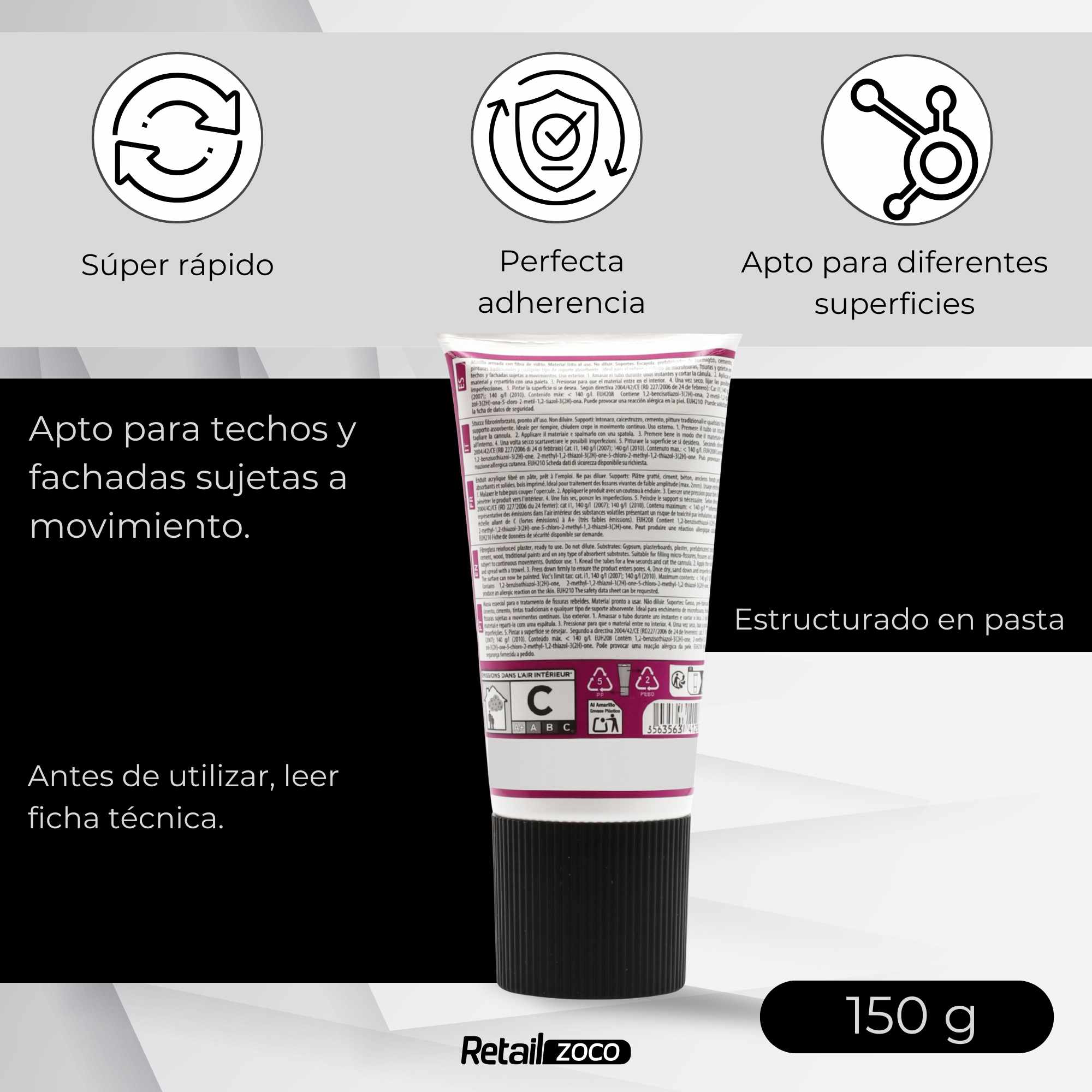 Masilla con fibra en tubo 150 gramos - imagen 4