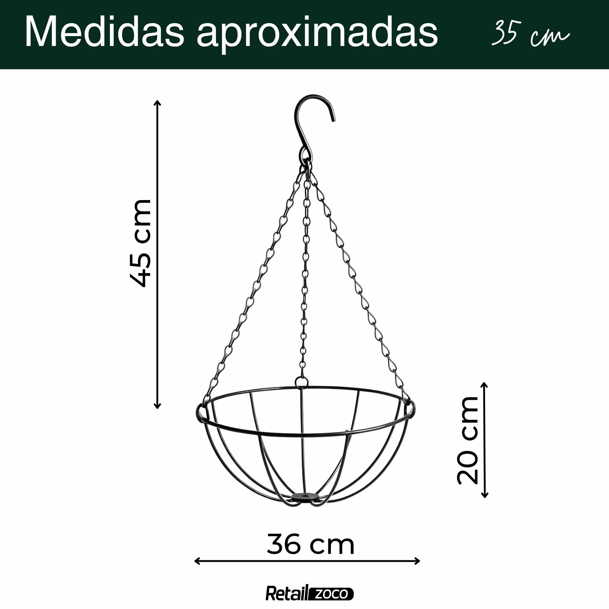 Macetero de coco colgante diámetro 35 cm - imagen 5