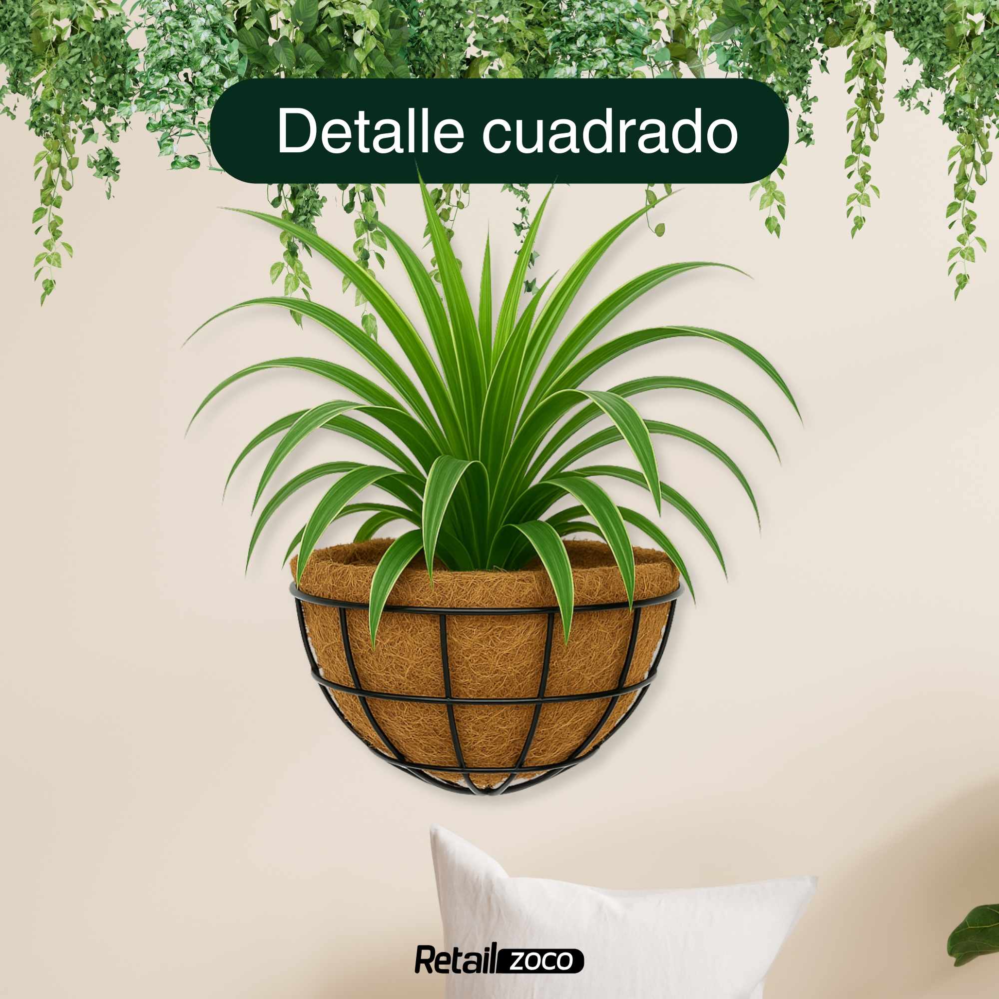 Macetero de coco colgante pared diámetro 30 cm tipo 1 - imagen 4