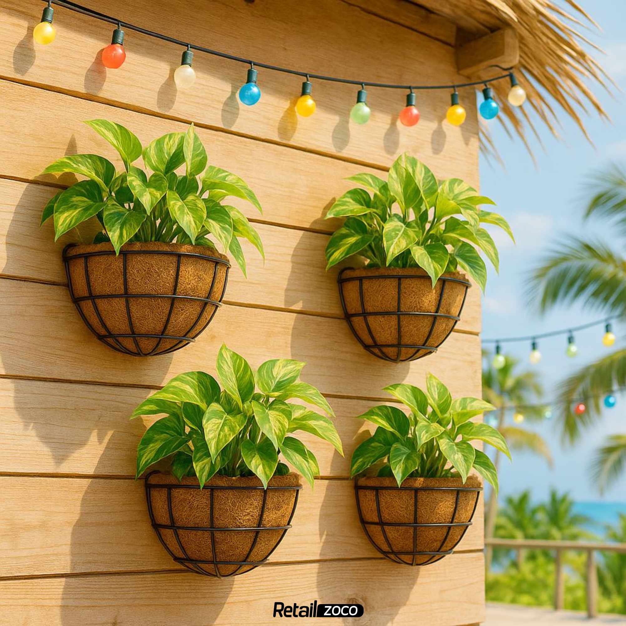 Macetero de coco colgante pared diámetro 30 cm tipo 1 - imagen 7