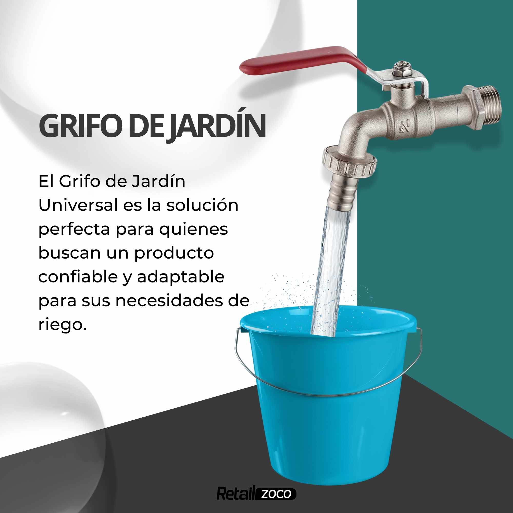 Grifo de Jardín Universal  Entrada 1/2 y Salida 3/4 - imagen 2