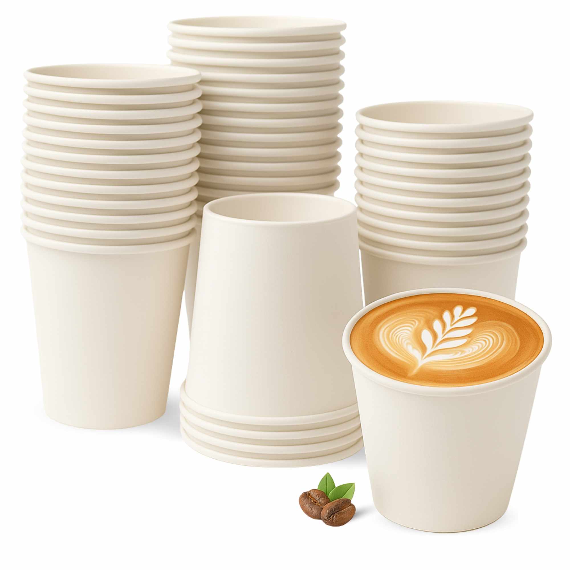 Vasos Café Desechables Cartón 200 cc 50 unidades Blancos