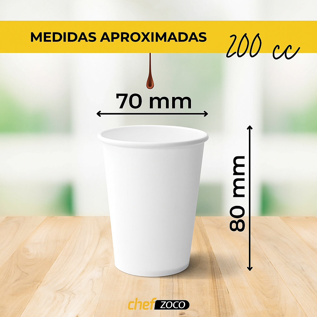 Vasos Café Desechables Cartón 200 cc 50 unidades Blancos - imagen 5