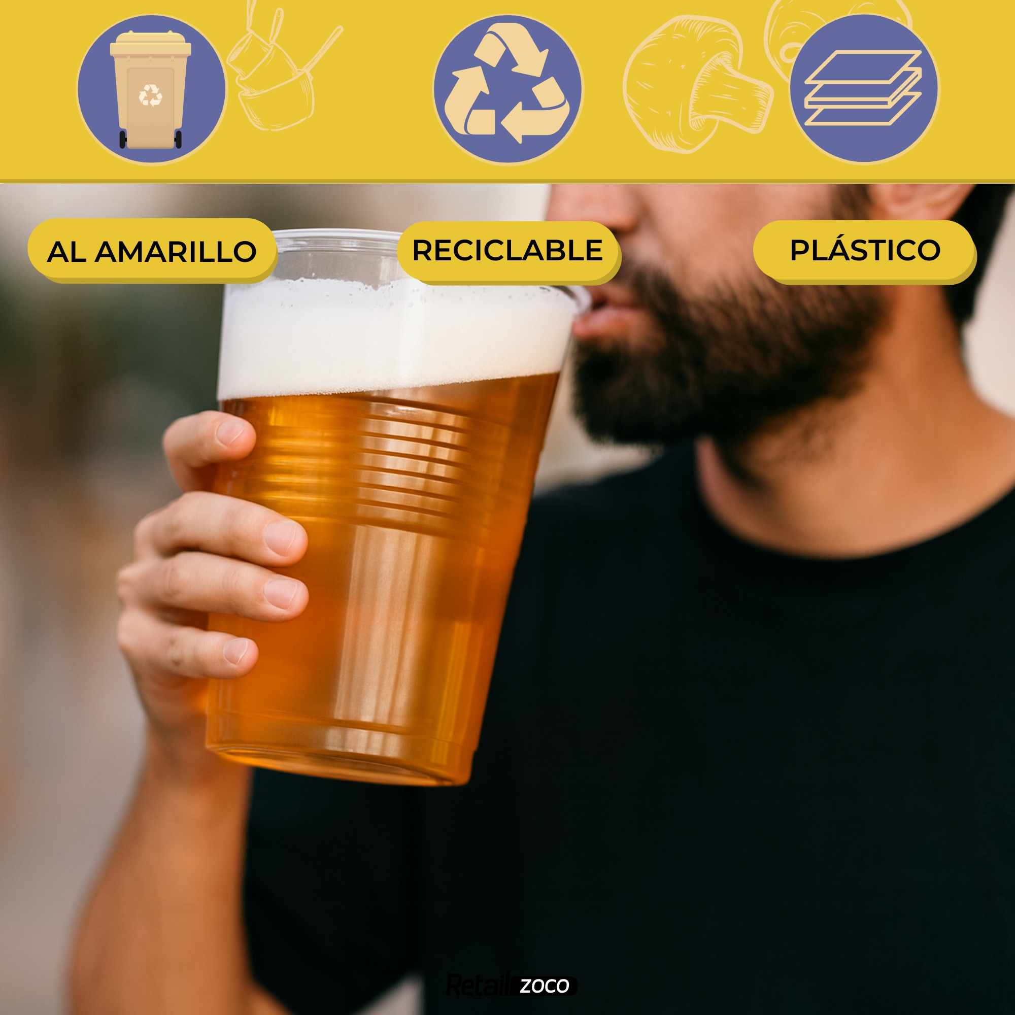 Vasos Desechables Plástico 1000 Cc 50 Unidades Transparentes - imagen 2